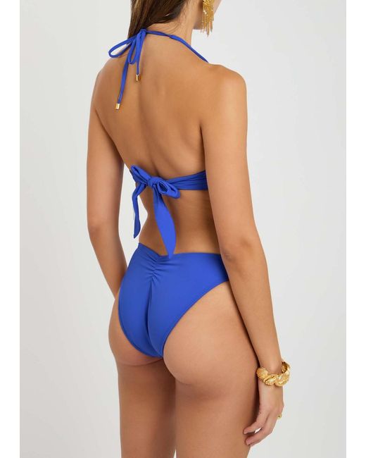 Away That Day Blue Lido Unidici Scoop Neck Designer Bikini, Ivory, M