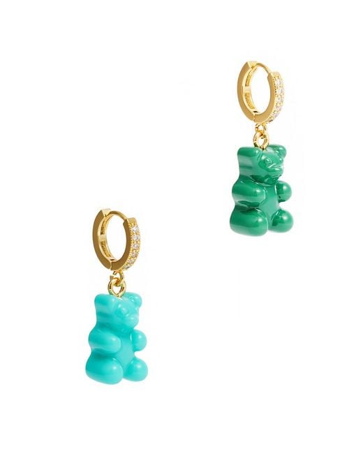 Crystal Haze Jewelry Blue Nostalgia Bear 18kt Gold-plated Hoop Earrings