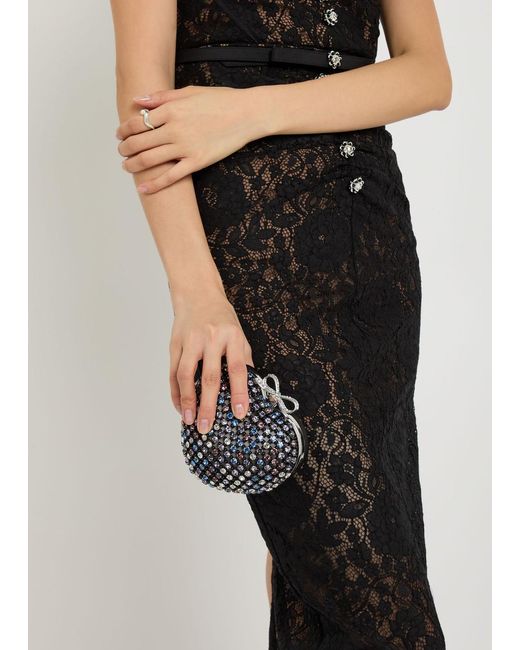 Self-Portrait Blue Heart Crystal-Embellished Satin Clutch
