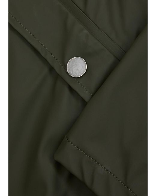 Rains Green Hooded Rubberised Jacket
