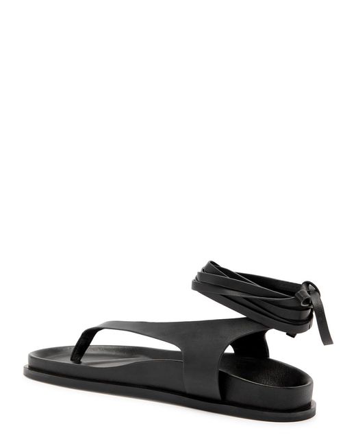 A.Emery Black A. Emery Shel Lace-up Leather Thong Sandals