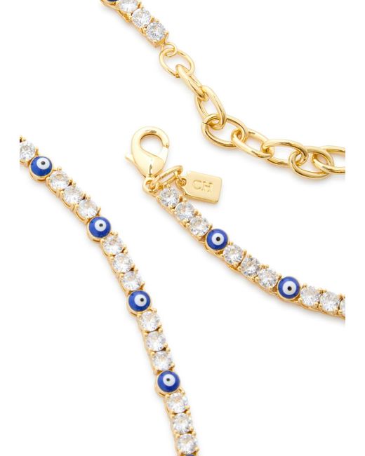 Crystal Haze Jewelry Metallic Serena X Evil Eye Crystal-embellished 18kt Gold-plated Necklace