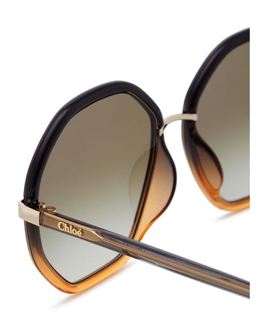 Chloé Brown Two-tone Octagon-frame Sunglasses