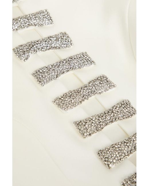 Rebecca Vallance White Blaise Crystal-Embellished Satin-Twill Mini Dress