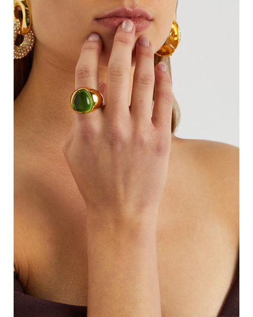 Kenneth Jay Lane Green Polished Crystal-embellished Ring