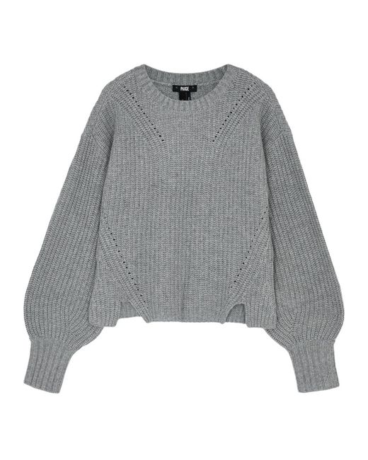 PAIGE Gray Palomi Ribbed Wool-blend Jumper