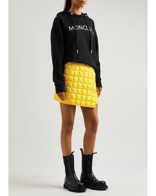 Moncler Yellow Asymmetric Quilted Shell Mini Skirt