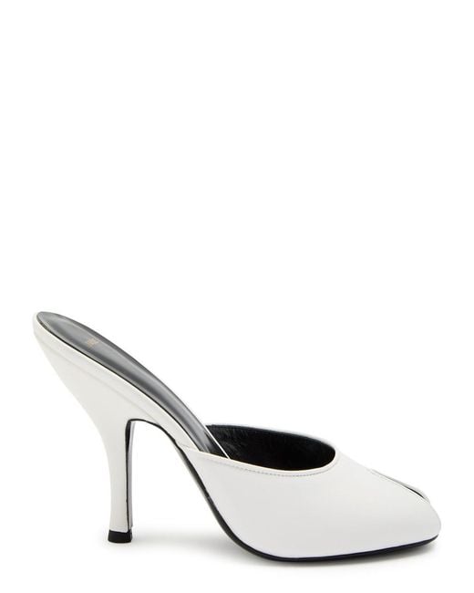 Jude White Date 105 Peep-Toe Leather Mules