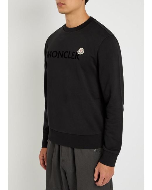 Moncler Black Logo Badge Cotton Sweatshirt for men