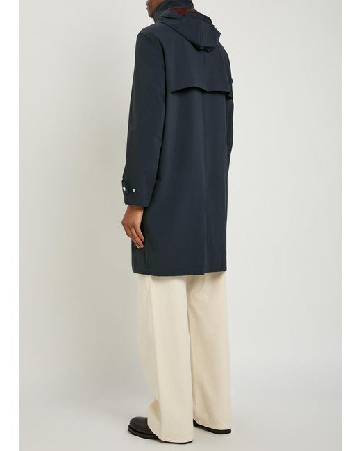 Brunello Cucinelli Blue Hooded Stretch-Nylon Jacket for men