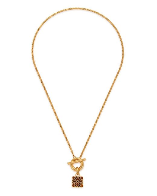 Loewe Metallic Anagram-Tone T-Bar Necklace
