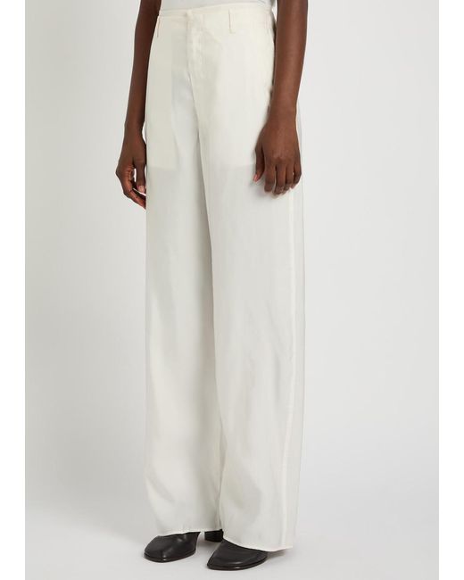 Lemaire White Creased Satin Trousers