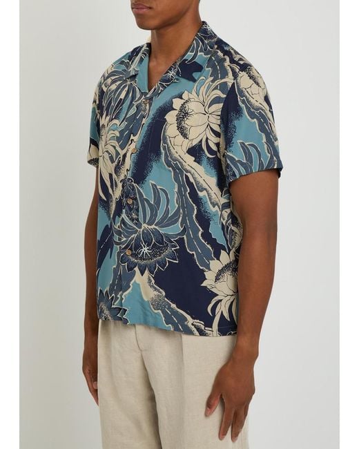 J.W. Anderson Blue Floral-Print Woven Shirt for men