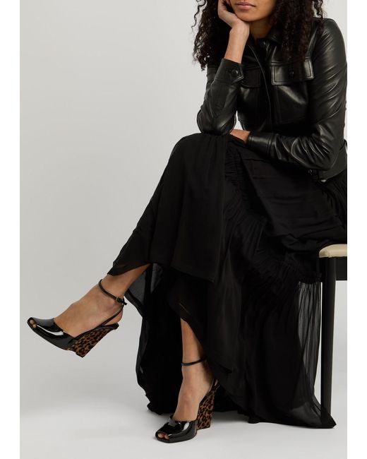 Saint Laurent Black Le Scandale 110 Patent Leather Wedge Sandals