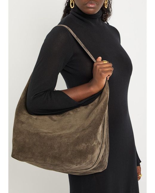Totême Brown Belted Suede Tote