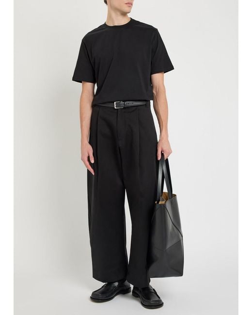 Studio Nicholson Blue Peached Pleated Wide-Leg Cotton-Twill Trousers for men