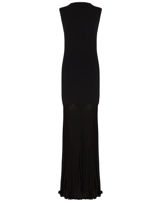 Totême  Black Totême Panelled Knitted Plissé Maxi Dress