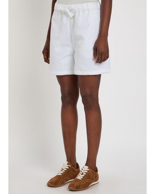 Moncler White Logo-Appliquéd Embroidered Cotton Shorts
