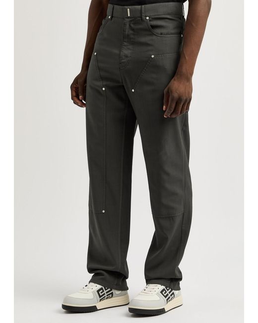 Givenchy Gray Carpenter Stretch-Wool Trousers for men