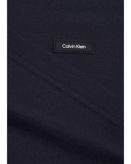 Calvin Klein Blue Logo Piqué Stretch-cotton Polo Shirt for men