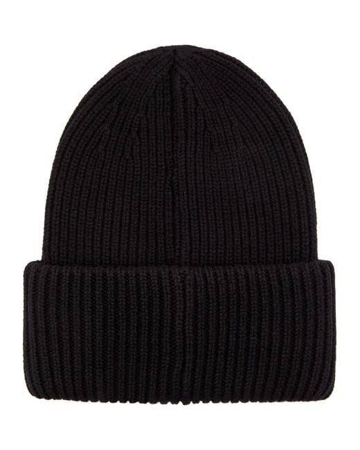 Moncler Black Ribbed Knit Beanie for men