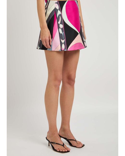 Emilio Pucci Pink Gonna Printed Silk Mini Skirt