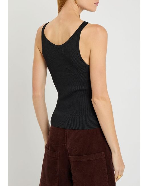 Nili Lotan Black Selah Ribbed Silk Tank