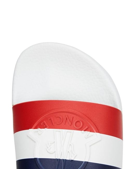 Moncler White Rubber Slides 'Basile' for men