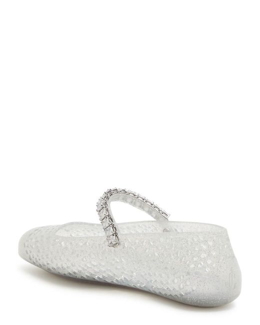 Jimmy Choo White The Jelly Crystal-Embellished Ballet Flats