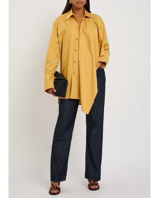 OSSOU Yellow Tess Asymmetric Cotton-Poplin Shirt