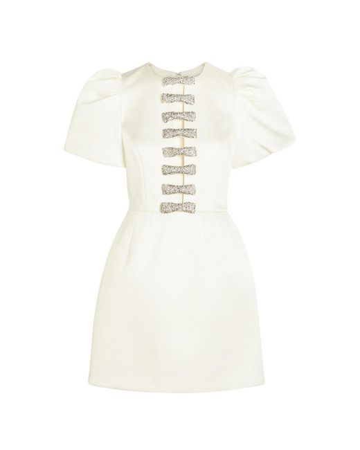 Rebecca Vallance White Blaise Crystal-Embellished Satin-Twill Mini Dress