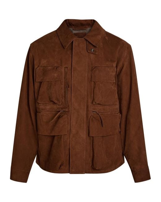 Lemaire Brown Reporter Suede Jacket for men