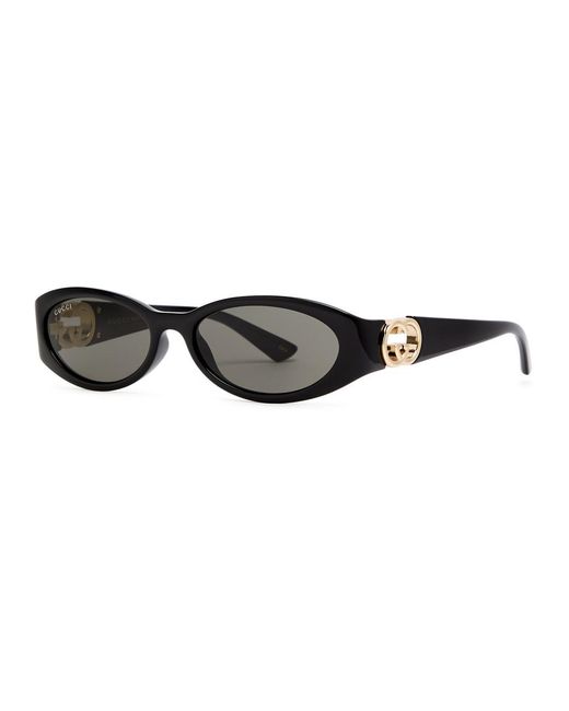 Gucci Black Oval-frame Sunglasses for men