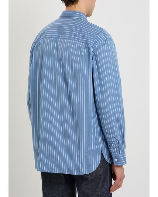 A.P.C. Blue Striped Cotton-Poplin Shirt for men