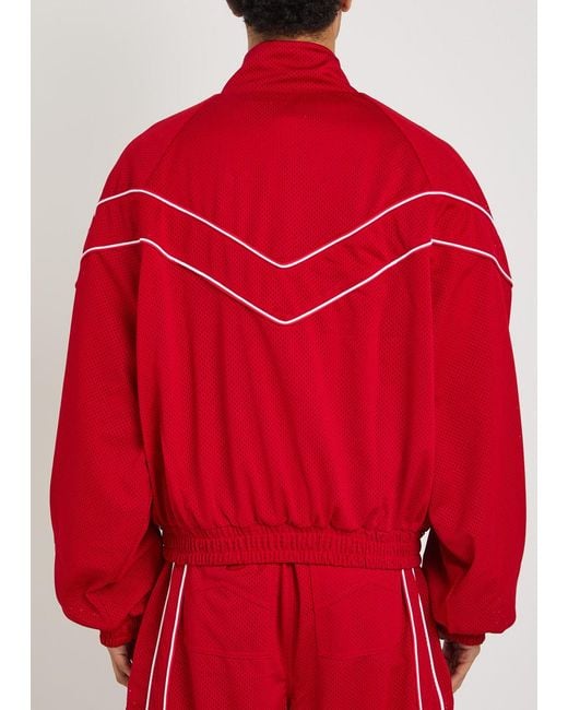 Rhude Red Pipe-Trimmed Mesh Track Jacket for men