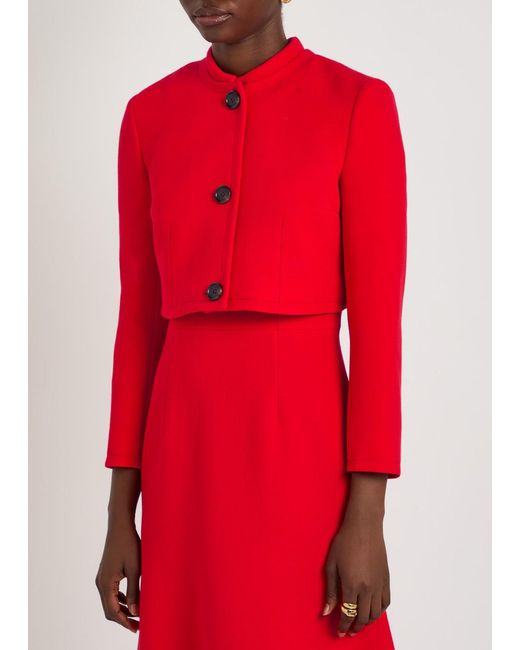 Emilia Wickstead Red Lizette Wool-Crepe Cropped Jacket