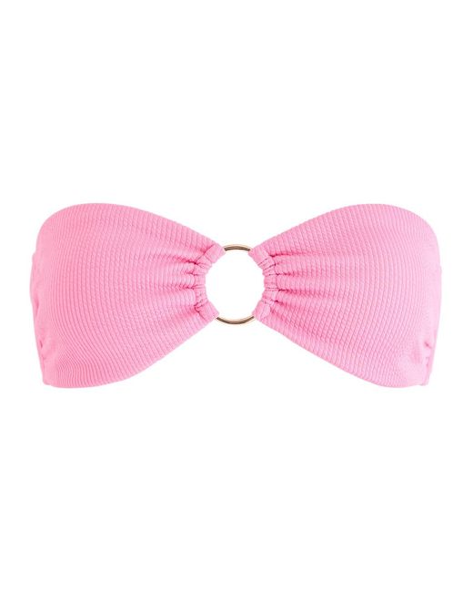 Melissa Odabash Pink Melbourne Ribbed Bandeau Bikini Top