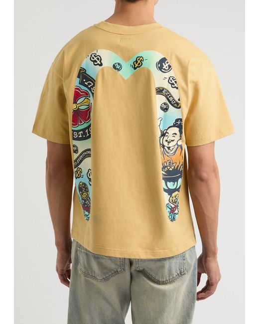Evisu Natural Godhead Daicock Printed Cotton T-Shirt for men