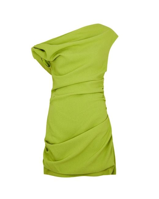Paris Georgia Green Remmy One-shoulder Draped Mini Dress