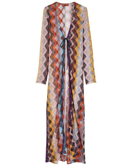 Missoni Red Zigzag Metallic-Knit Cover-Up