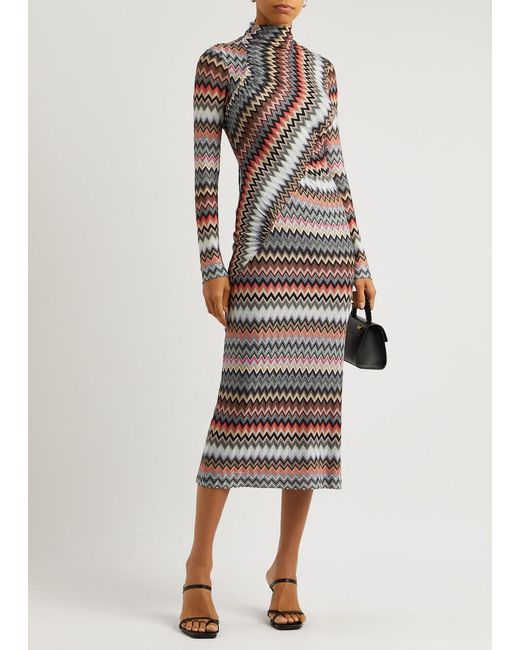 Missoni White Zig-zag Cotton-blend Midi Dress