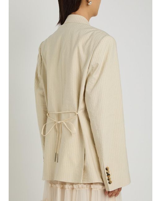 Dries Van Noten Natural Bosea Pinstriped Double-Breasted Blazer