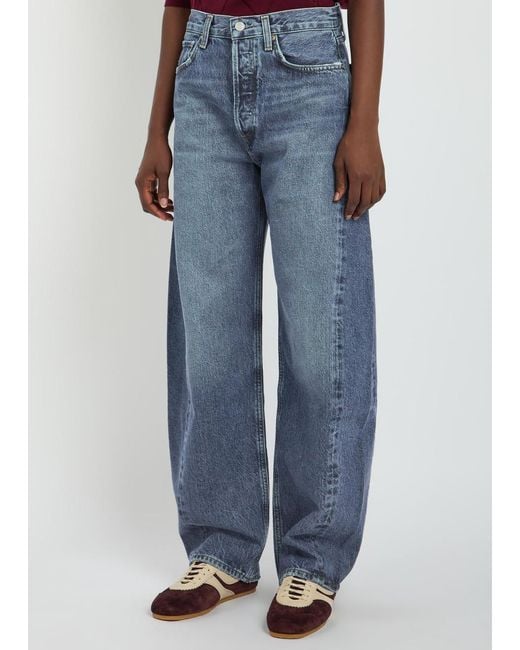 Agolde Blue Luna Pieced Barrel-Leg Jeans