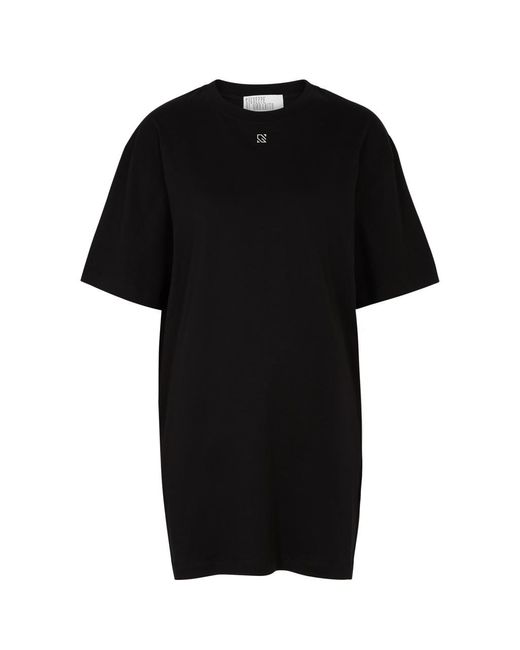 GIUSEPPE DI MORABITO Black Logo Cotton Gloved T-shirt Dress