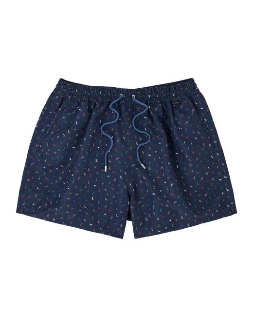 Paul Smith Blue Letters Printed Shell Swim Shorts for men