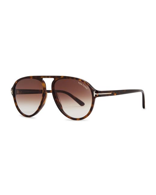 Tom Ford Brown Tortoiseshell Aviator-style Sunglasses for men