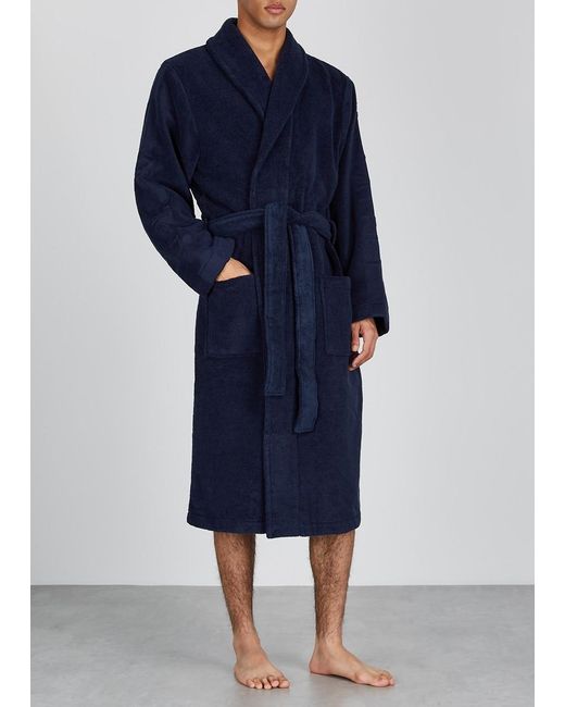 Calvin Klein Blue Terry Cotton Robe for men