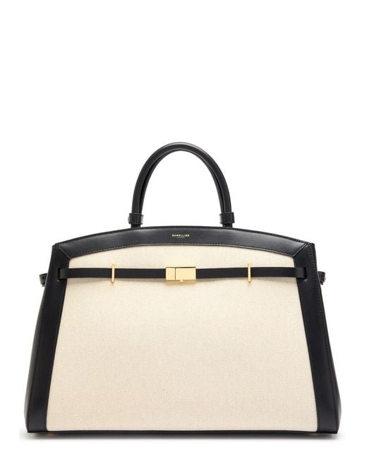 DeMellier London Natural The Hudson Leather And Canvas Top Handle Bag