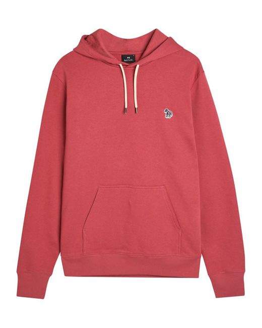 Paul Smith Red Appliquéd Hooded Cotton Sweatshirt for men