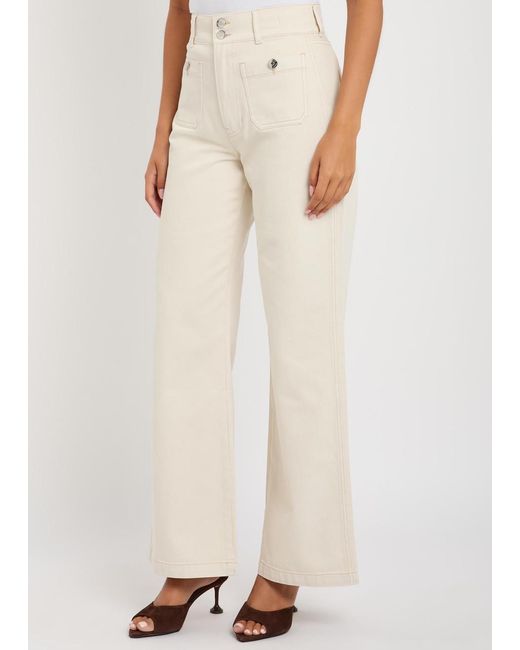 Veronica Beard Natural Taylor Wide-Leg Jeans